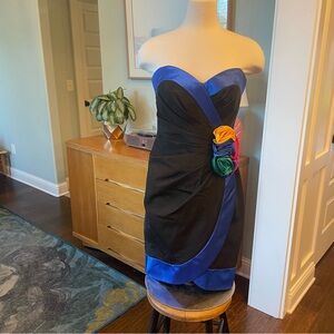 Vintage 80s Lillie Rubin Black Strapless Cocktail Dress